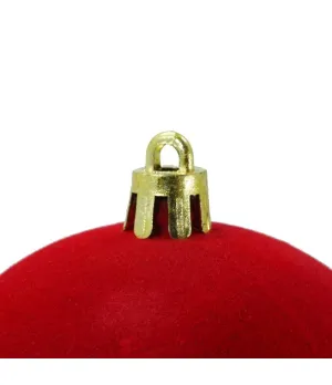 Box 4 palle di Natale in plastica e velluto colore rosso Ø10cm - Il patio store