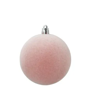 Box 6 palle di Natale in plastica e velluto colore rosa Ø8cm - Il patio store