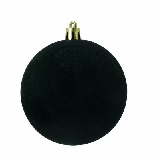 Box 6 palle di Natale in plastica e velluto colore nero Ø8cm - Il patio store
