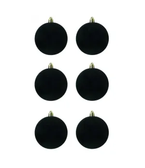 Box 6 palle di Natale in plastica e velluto colore nero Ø8cm - Il patio store