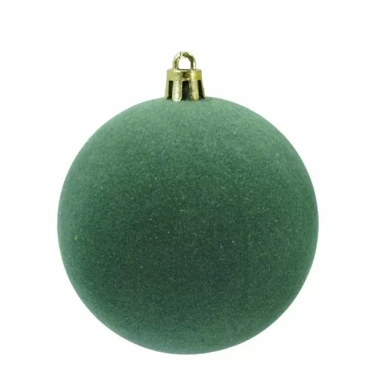 Box 6 palle di Natale in plastica e velluto colore verde Ø8cm - Il patio store