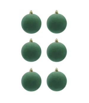 Box 6 palle di Natale in plastica e velluto colore verde Ø8cm - Il patio store