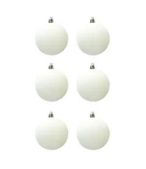 Box 6 palle di Natale in plastica e velluto colore bianco Ø8cm - Il patio store