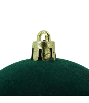 Box 6 palle di Natale in plastica e velluto colore verde bottiglia Ø8cm - Il patio store