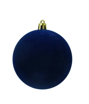 Box 6 palle di Natale in plastica e velluto colore blu Ø8cm - Il patio store