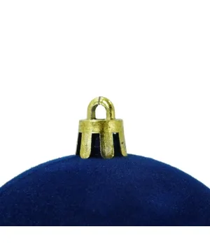 Box 6 palle di Natale in plastica e velluto colore blu Ø8cm - Il patio store