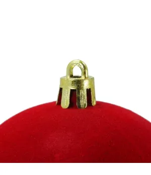 Box 6 palle di Natale in plastica e velluto colore rosso Ø8cm - Il patio store