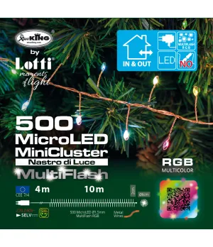 Catena MiniCluster ø6cm M-MH Multiflash RGB 500 MicroLED 4+10m cavo Rame - lot 68339 - Il patio store