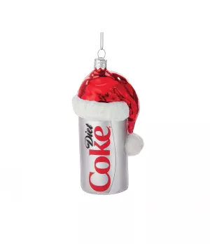 Coca-Cola® Glass Diet Coke Can With Santa Hat Ornament - cc4163 - Il patio store