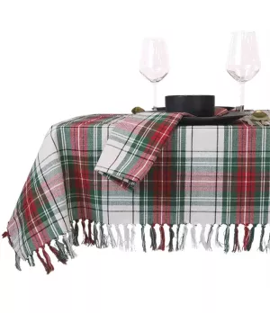 Tovaglia Xmas tartan 150x300cm bianca - ul8501055wh - Il patio store