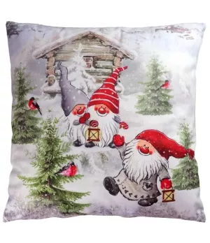 Cuscino Fjone cm 45x45 con gnomi e baita - ul9701108 - Il patio store