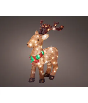 Lumineo Renna Acrilico Bicolore 80 LED Bianco Freddo | Timer 8 Funzioni | Outdoor | Cod. 490366