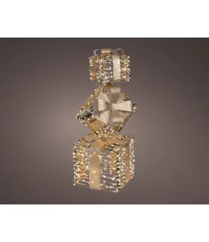 Lumineo Set 3 Pacchi Regalo Micro LED 600 Luci Bianco Caldo | Colonna 73 cm | Effetto Scintillante | Outdoor | Cod. 490419