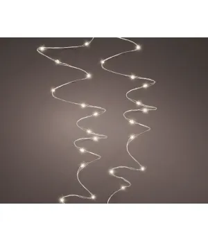 Lumineo Catena Micro LED a Batteria 100 Luci Bianco Caldo | 4,95 m | Twinkle Effect 8 Funzioni | Cavo Silver | Cod. 496454