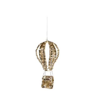 Mongolfiera luminosa 3D dorata Lumineo 493886, 22x48 cm, con 140 micro LED bianco caldo