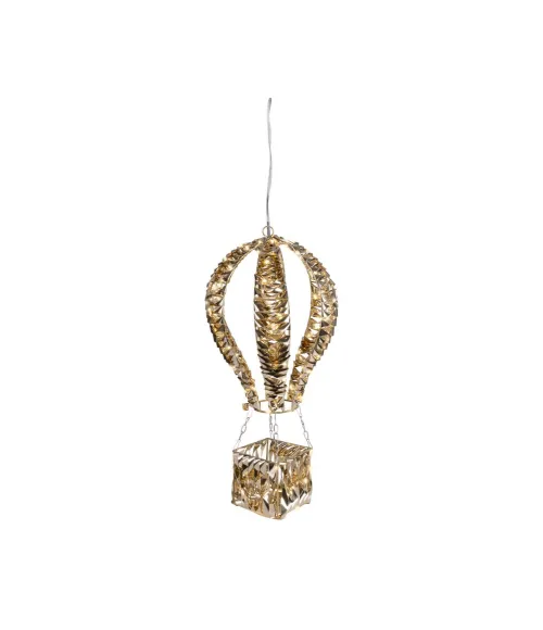 Grande mongolfiera luminosa 3D dorata Lumineo 493887, 30x60 cm, con 210 micro LED bianco caldo