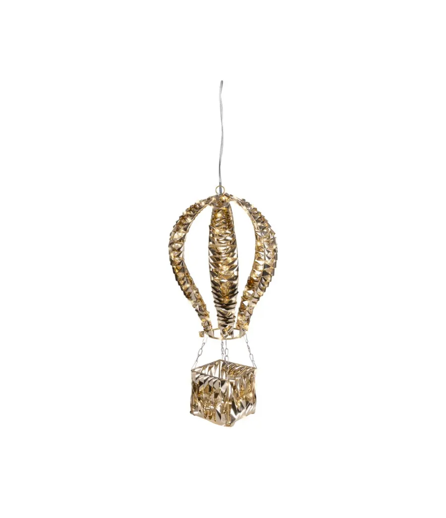 Grande mongolfiera luminosa 3D dorata Lumineo 493887, 30x60 cm, con 210 micro LED bianco caldo