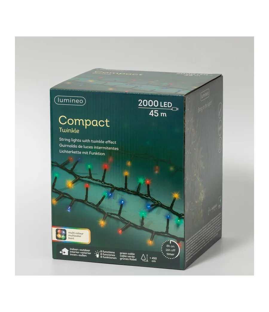Catena luminosa Lumineo Compact 495362, 45 metri con 2000 LED multicolore