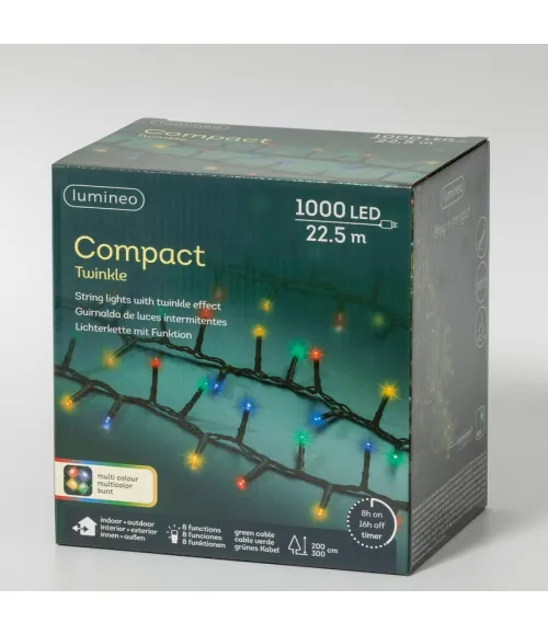 Catena luminosa Lumineo Compact 495367, 22,5 metri con 1000 LED multicolore