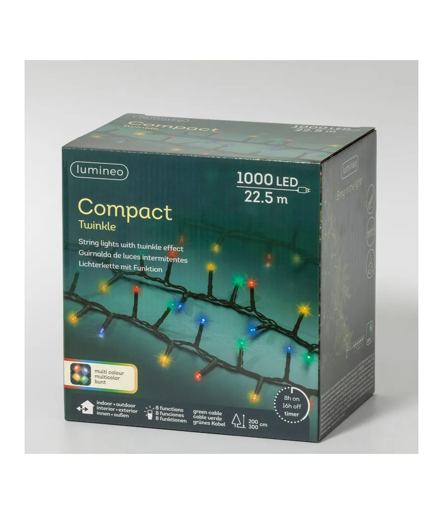 Catena luminosa Lumineo Compact 495367, 22,5 metri con 1000 LED multicolore