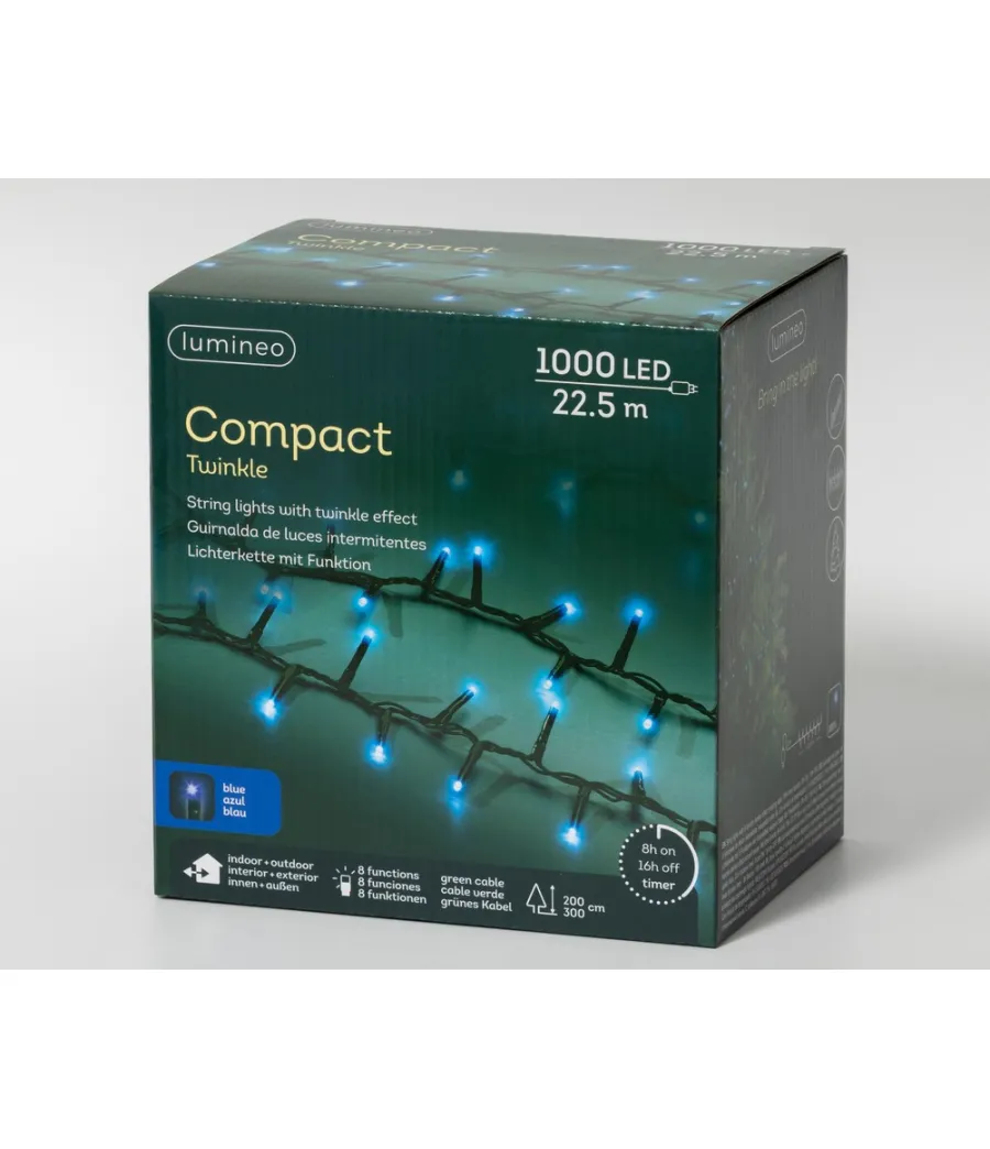Catena luminosa Lumineo Compact 495434, 22,5 metri con 1000 LED bianco freddo e blu