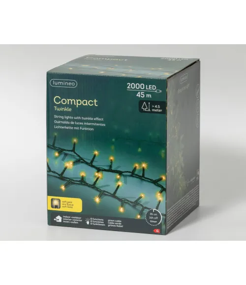 Catena luminosa Lumineo Compact 495532, 45 metri con 2000 LED soft gold