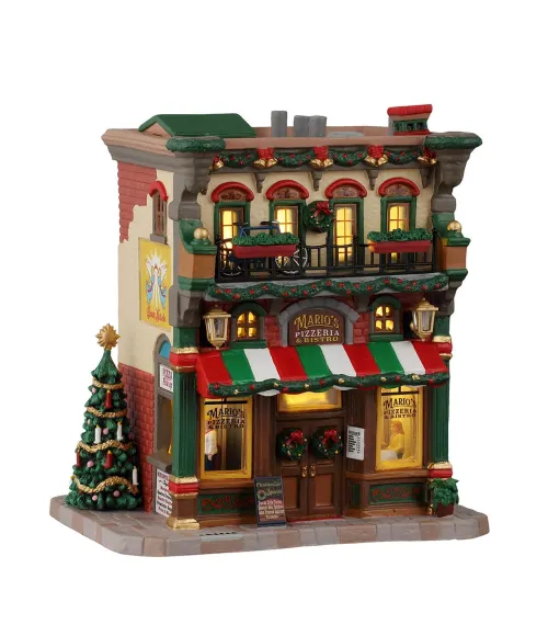 Lemax Mario's Pizzeria & Bistro 65554: ristorante italiano illuminato con balcone fiorito