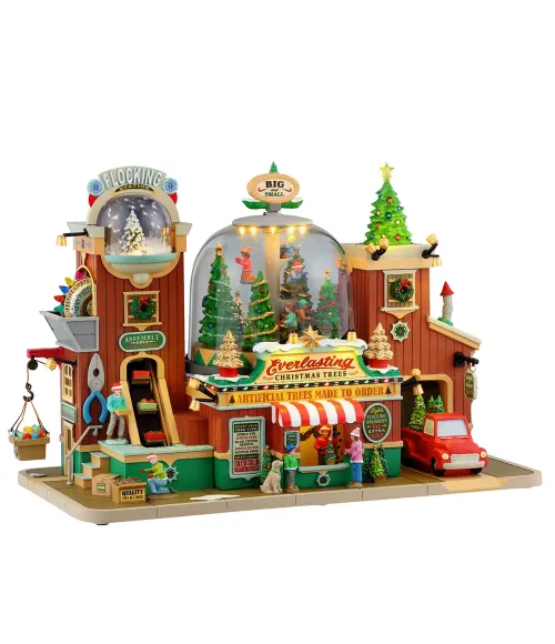 Lemax Everlasting Christmas Trees 55324: fabbrica di alberi artificiali animata con globo di neve e furgone