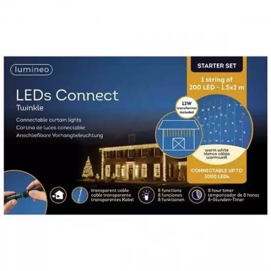 Tenda luminosa 200led 2m - ksd 495806 - Il patio store