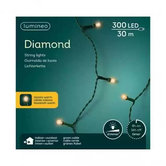 Catena 300 Led Diamond luce bianca calda classica - ksd 490523 - Il patio store